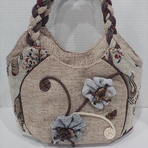 Bohemian Style Canvas Handbag w/ Embroidery Design